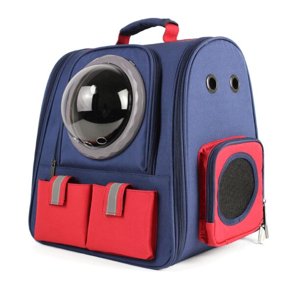 navy canvas bubble cat backpack left isometric view