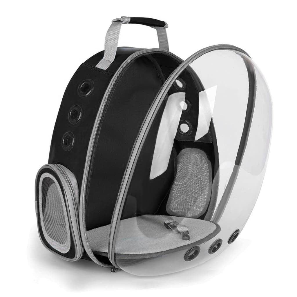 black clear bubble cat backpack front open
