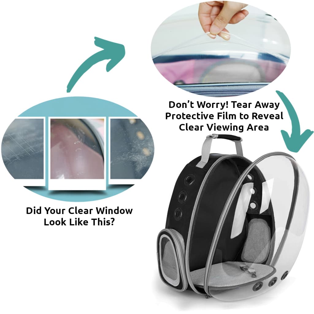 black clear bubble cat backpack protective film removal