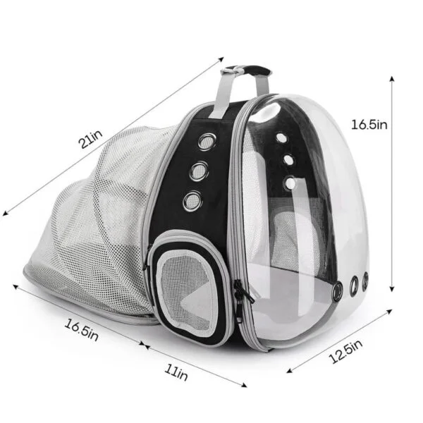 black expandable clear bubble cat backpack size chart