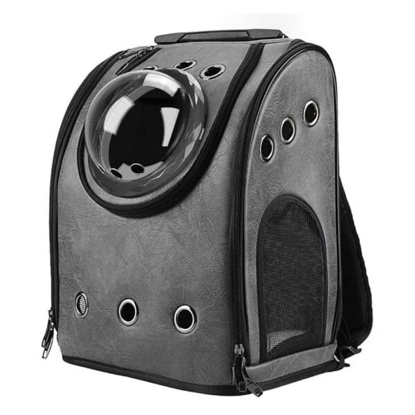 black leather bubble cat backpack