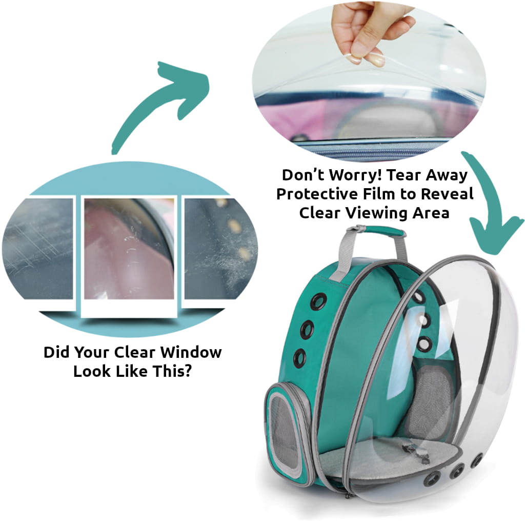 green clear bubble cat backpack protective film removal