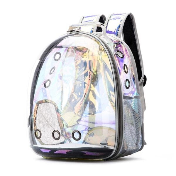 holographic clear bubble cat backpack