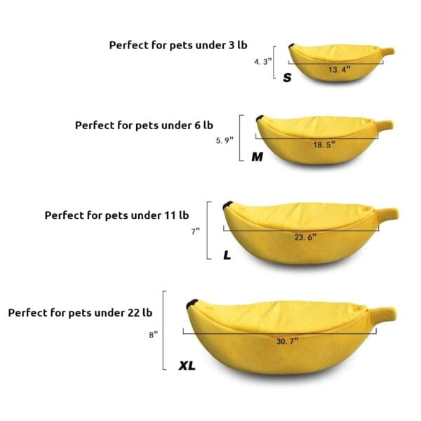banana cat bed size chart