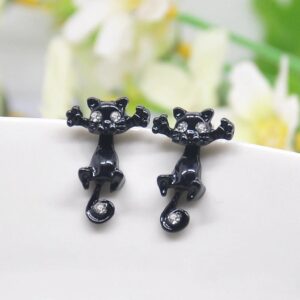black jack cat earrings