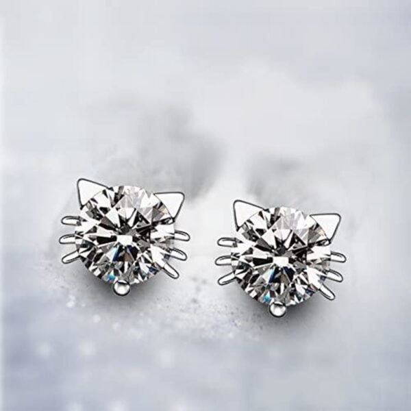 diamond cat earrings