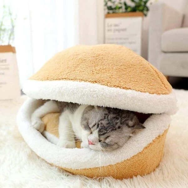 goldenrod hamburger cat bed