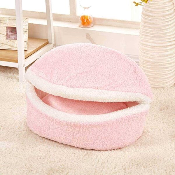 light pink hamburger cat bed